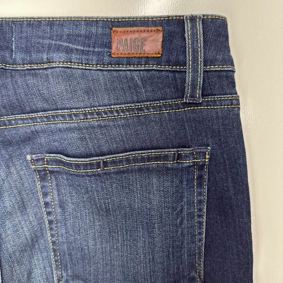 Paige High Rise Bell Canyon Women's Size 27 Dark Wash Flared Denim 34" Inseam - Picture 7 of 11